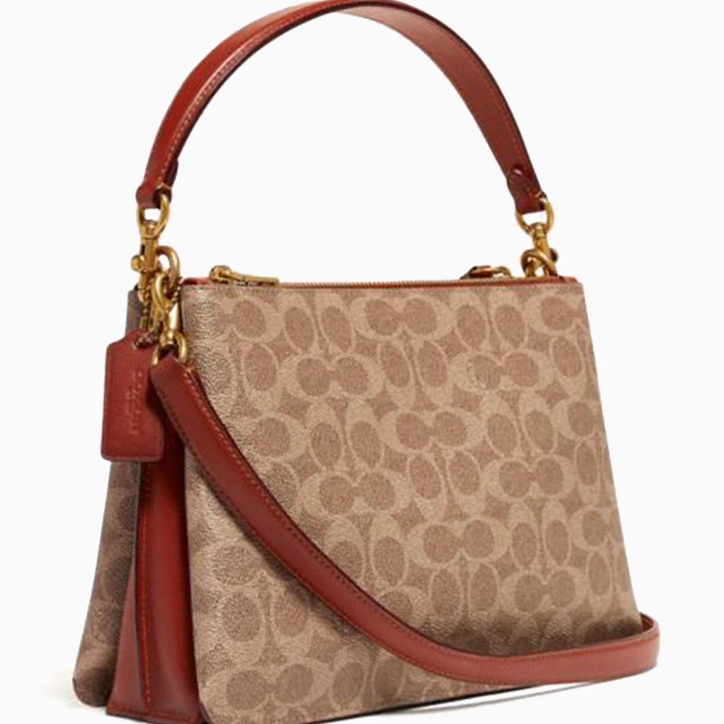 Coach Signature Canvas And Leather Shoulder Bag In Tan/Brown